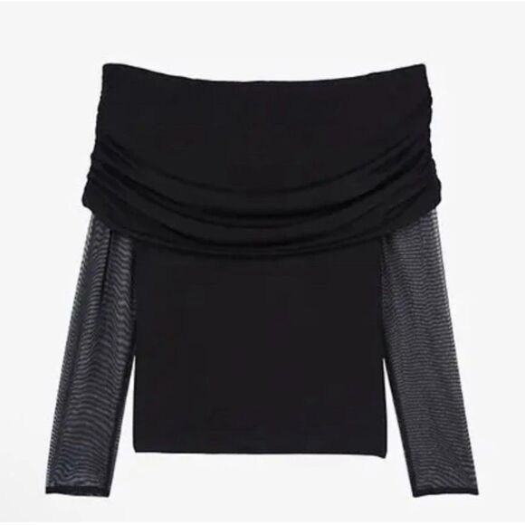 NWT The Kooples Black Over the Shoulder Jersey Top - Picture 4 of 8